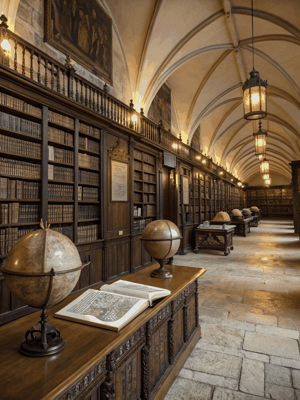 A refined academic library with Moroccan architectural details